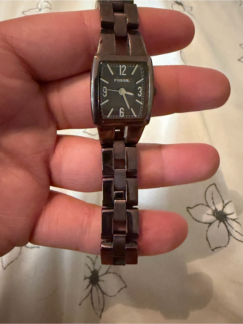 Fossil Brown Link Bracelet Women's Watch with Black Dial